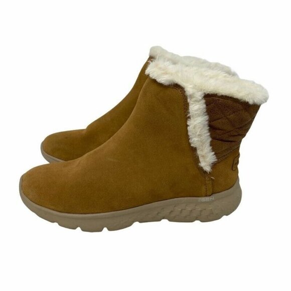 Skechers 400 Cozies Winter Boots Brown Leather 6 - Picture 5 of 11